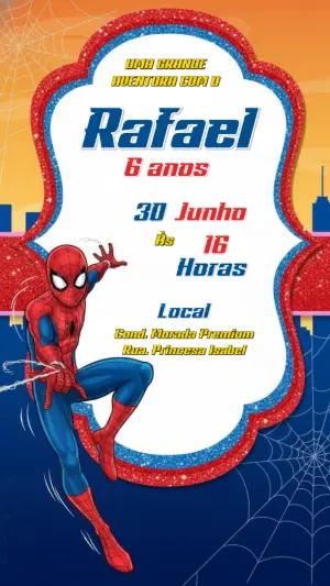 Convite Digital Homem-Aranha Aventura na Cidade Editável