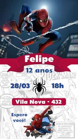 Convite de Aniversário Homem-Aranha Estilo HQ para Editar