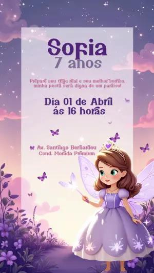 Convite Aniversário Princesinha Sofia para Editar Online