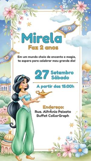 Convite de Aniversário da Jasmine para Editar Online