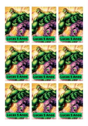 Tag de Aniversário Hulk Editável para Imprimir e Personalizar