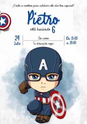 Invitación de Cumpleaños Capitán América para Editar Online