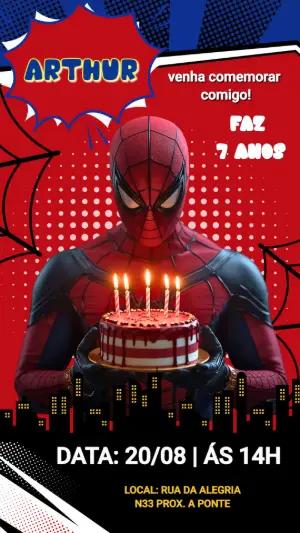 Convite de Aniversário Homem-Aranha Filme para Editar