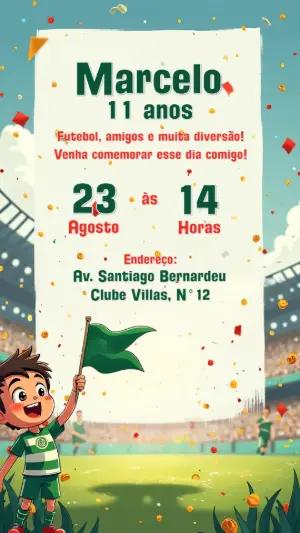 Convite de Aniversário Futebol com Jogador para Editar Online