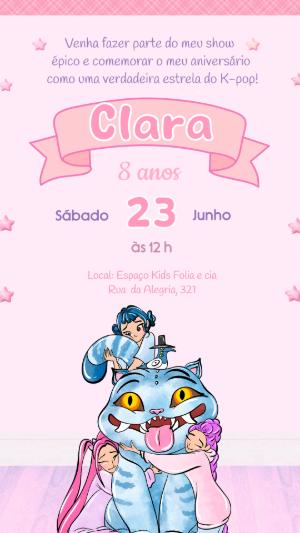 Convite de Aniversário Guerreiras do Kpop Editável