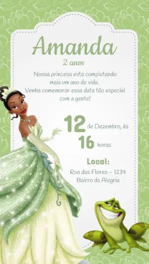Convite Aniversário Princesa Tiana e o Sapo para Editar