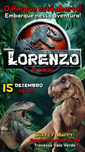 Convite de Aniversário Jurassic Park para Editar Online