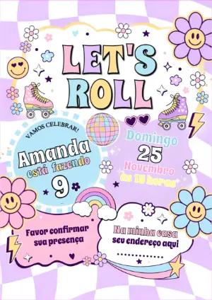 Convite de Aniversário Patins Retrô para Editar Online