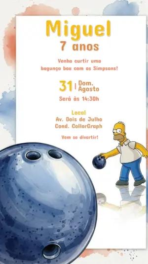 Convite Aniversário Os Simpsons com Homer para Editar Online