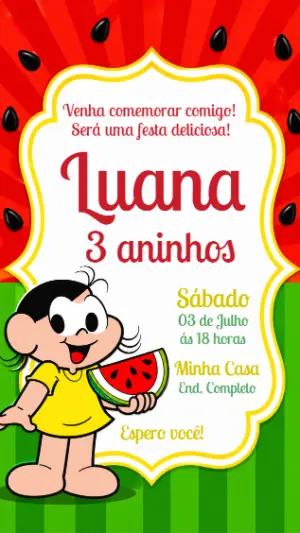 Convite de Aniversário Magali Melancia Editável