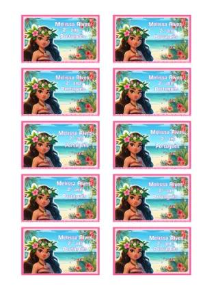 Etiqueta Escolar Moana Tropical para Editar e Imprimir