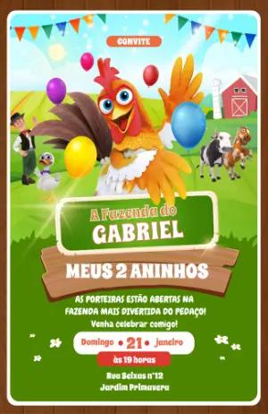 Convite de Aniversário Fazenda do Zenon Colorido para Editar