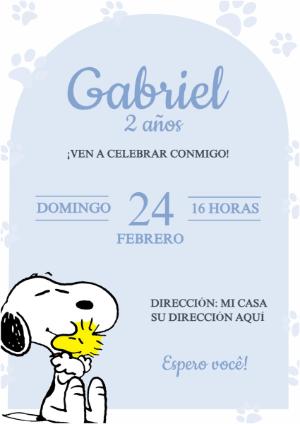 Invitación de Cumpleaños de Snoopy para Editar Online