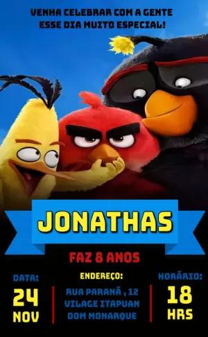 Convite de Aniversário Angry Birds Editável para Enviar