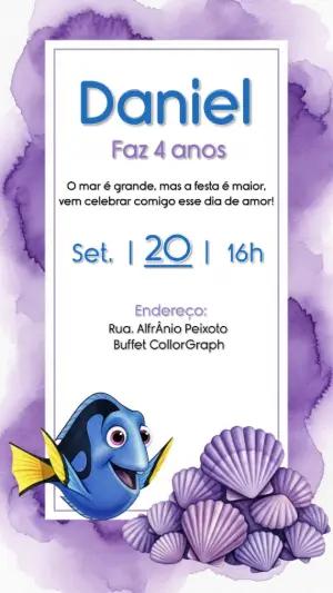 Convite Aniversário Procurando Dory para Editar Online