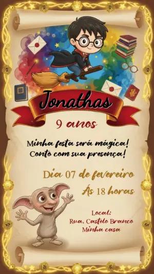 Convite de Aniversário Harry Potter Mágico para Editar Online
