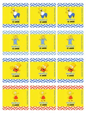 Adesivo para Bala Personalizada Simpsons para Aniversário Modelo Editável