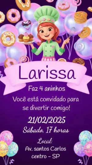 Convite de Aniversário Confeitaria Infantil Modelo Editável
