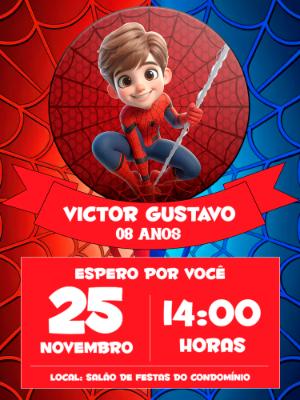Convite de Aniversário Homem Aranha Editável Online