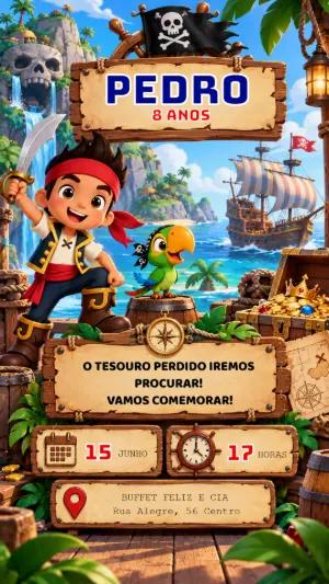 Convite Digital Jake e os Piratas da Terra do Nunca para Editar