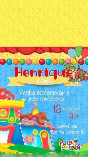Convite Animado Patati Patatá: Vídeo de Aniversário para Editar