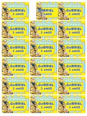 Adesivos de Aniversário Minions Editáveis para Imprimir