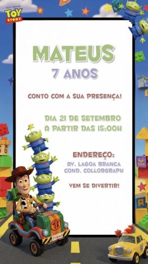 Convite de Aniversário Toy Story com Personagens para Editar