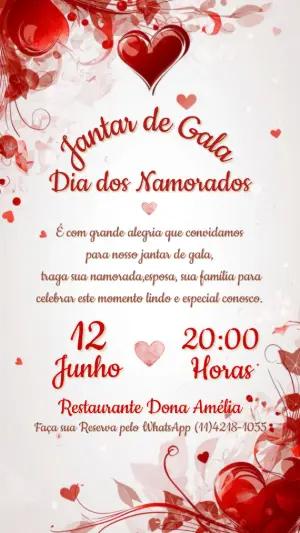 Convite Jantar Dia dos Namorados Romântico para Editar
