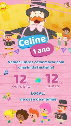 Convite Animado Aniversário Mundo Bita para Editar Online