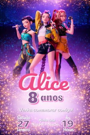 Convite de Aniversário Digital Tema Guerreiras do Kpop para Editar