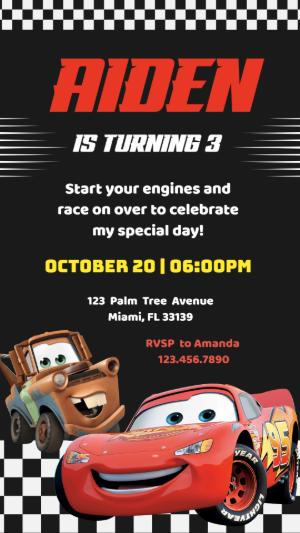 Editable Disney Cars Birthday Invitation Template
