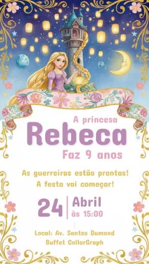 Convite de Aniversário Rapunzel Enrolados para Editar Online