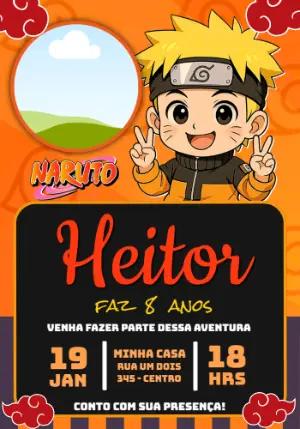 Convite Digital Infantil Tema Naruto Modelo Editável