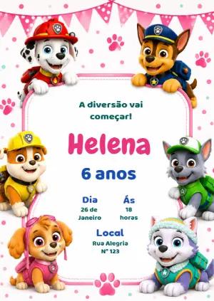 Convite Patrulha Canina Menina com Skye e Everest Editável