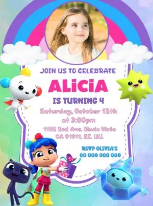 True and the Rainbow Kingdom Birthday Invitation Editable Template