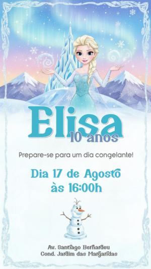 Convite de Aniversário Frozen com Elsa e Olaf para Editar