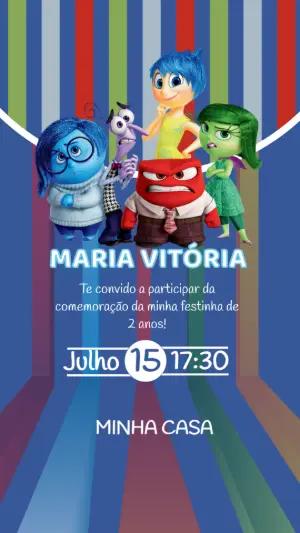 Convite Aniversário Divertida Mente com Personagens para Editar