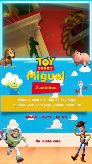 Convite Animado Toy Story para Aniversário Infantil Editável