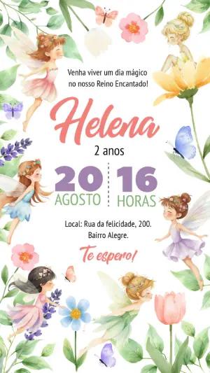 Convite de Aniversário Jardim das Fadas Editável