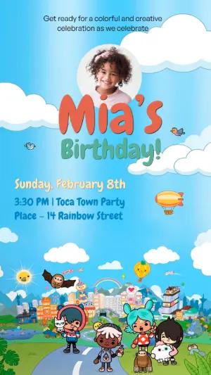 Toca Life Birthday Invitation - Editable Digital Template