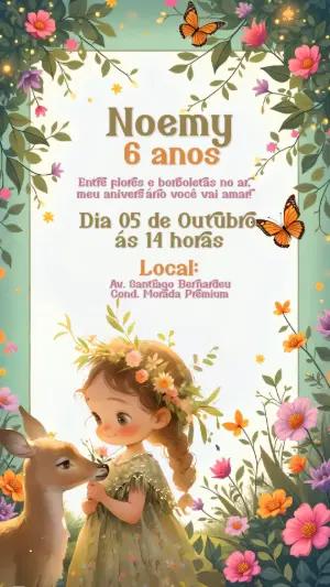 Convite Aniversário Jardim Encantado com Fada para Editar