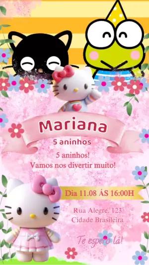 Convite Animado de Aniversário Hello Kitty para Editar Online