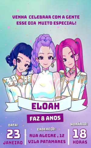 Convite Aniversário Guerreiras Kpop para Editar Online