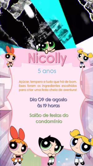 Convite Animado Aniversário Super Poderosas para Editar Online