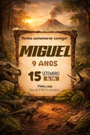 Convite Digital Tema Dinossauros Aventura Editável