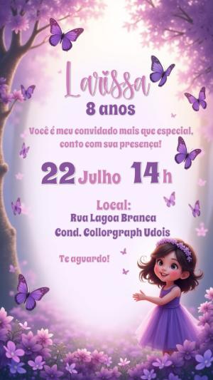 Convite Aniversário Jardim Encantado com Borboletas para Editar