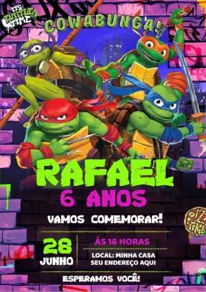 Convite de Aniversário Tartarugas Ninja para Editar Online