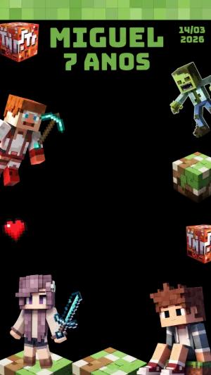 Moldura para Stories Minecraft Pixelado para Editar Online