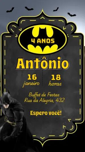 Convite de Aniversário Batman para Editar Online