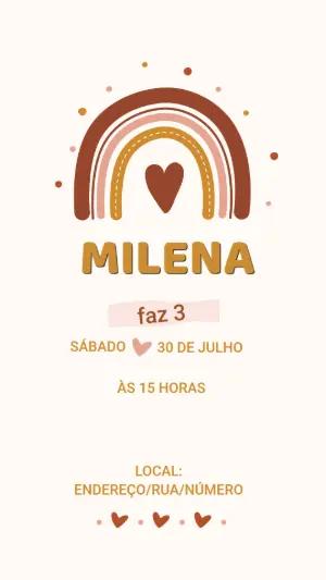 Convite de Aniversário Arco-Íris Boho Editável para Menina